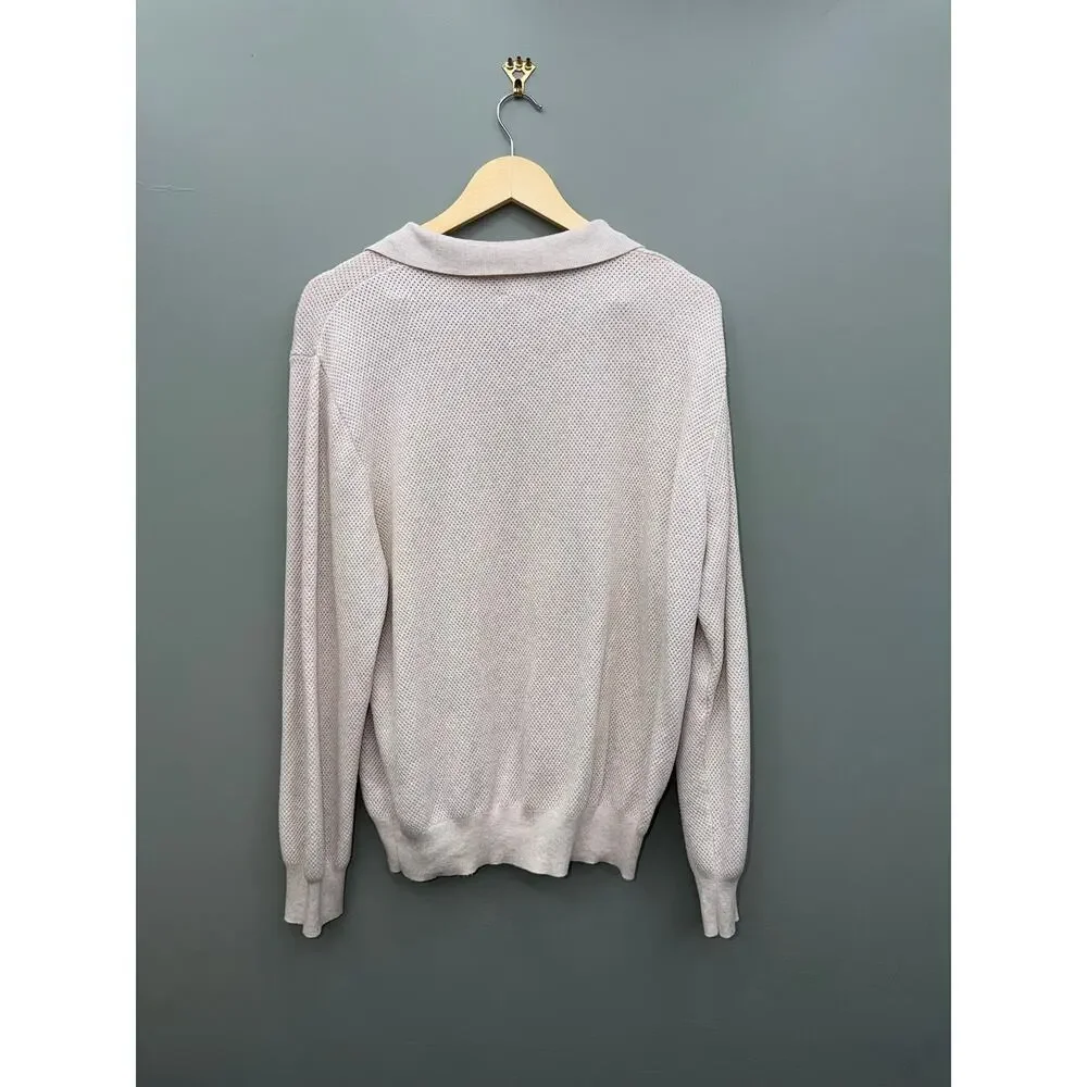 J.Crew Cotton Birdseye Knit Polo Sweater Men's Large Quiet Luxury